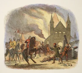 William I Receiving a Fatal Hurt at Mantes, France, 1087, from A Chronicle of England BC 55 to AD 1485